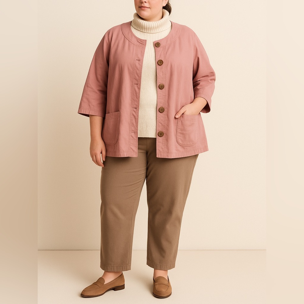 J.Jill Women’s 24W Dusty Rose Button Front Jacket Layering Quiet Luxury Minimal